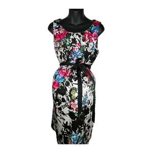 Motherhood Maternity White Black Pink Blue Floral Knee Length Sheath Dress Large